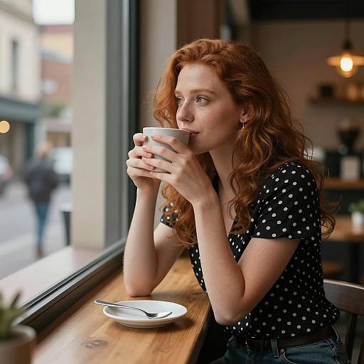 Candid Twilight Café Portrait of Woman