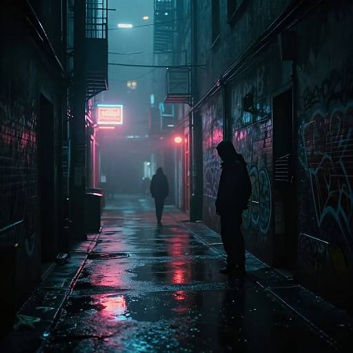Cyberpunk Urban Alley at Night