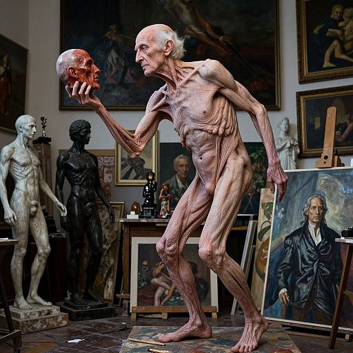 Surreal Elderly Man in Atelier