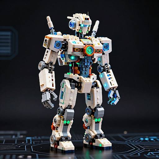 Futuristic AI Lego Android Sculpture