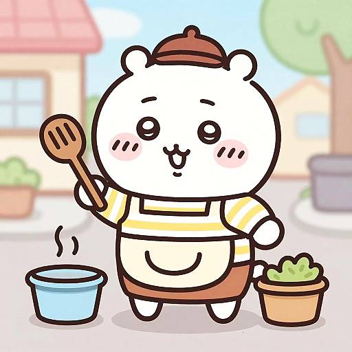 Joyful Chibi Street Vendor Character