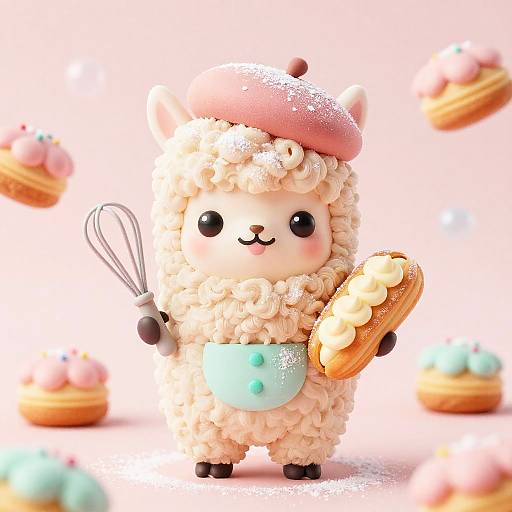 Kawaii Chibi Alpaca Pastry Chef Dream