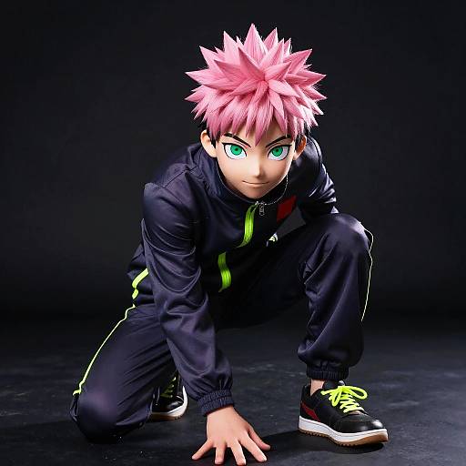 Dynamic Solo Pose with Neon Tracksuit