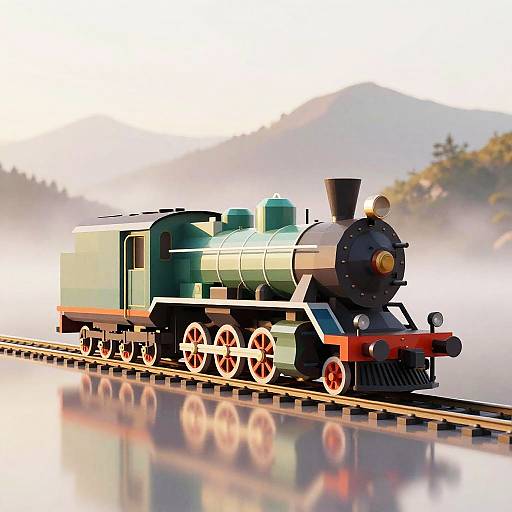 Stylized Low-Poly 3D Steam Train