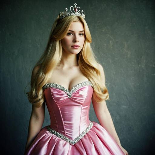 Blonde Princess in Pink Dress with Tiara