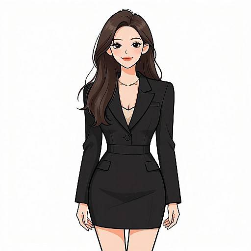 Chic Woman in Black Tailored Outfit