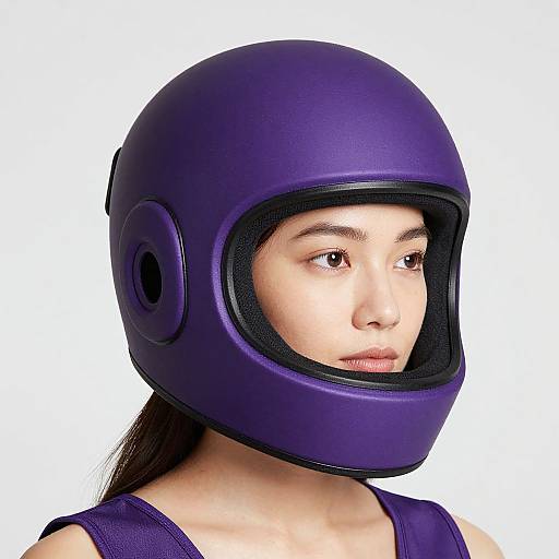 Woman in Purple Ball Helmet
