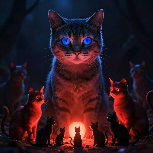 Mysterious Blue-Eyed Cat Fantasy