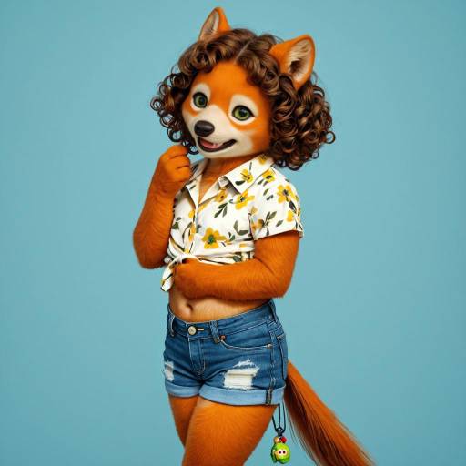 Vibrant Cowboy Shot of Cute Anthropomorphic Girl