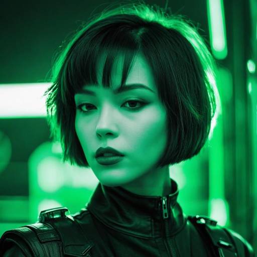 Cyberpunk Girl Portrait in Green Theme