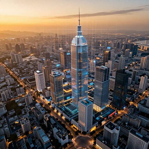 Futuristic Smart City Grid Overlay