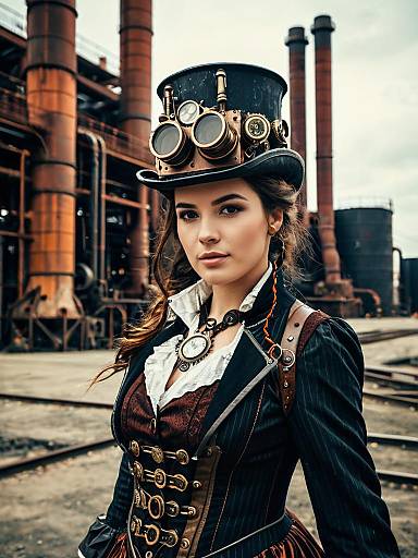Photorealistic Steampunk Lady Industrial Portrait