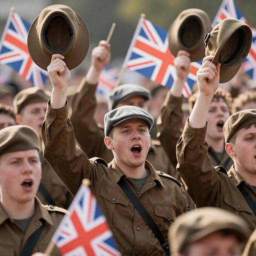 Energetic Crowd Cheering with Flags