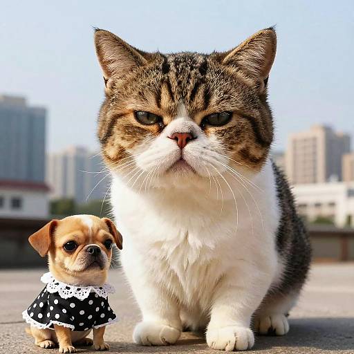 Spoiled Cat Caricature in City