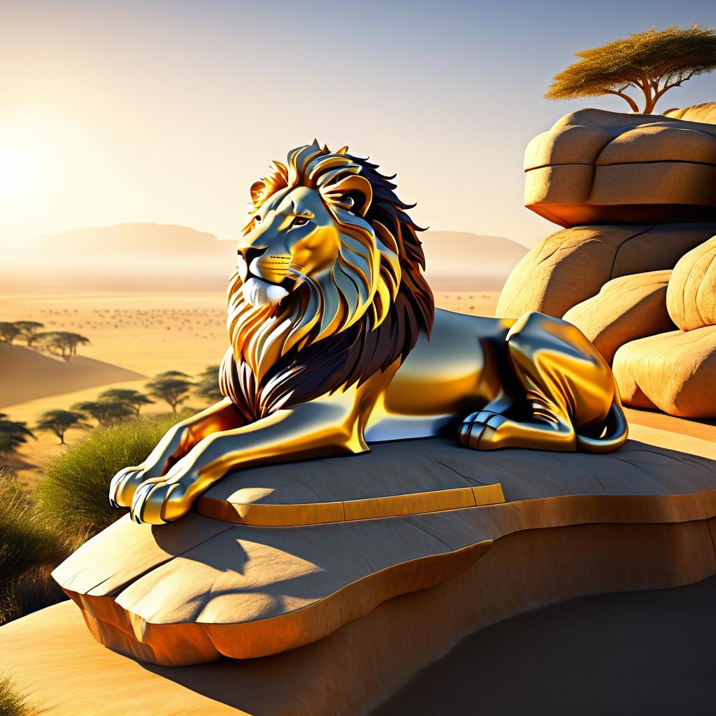 Regal Lion on Sun-Soaked Rock