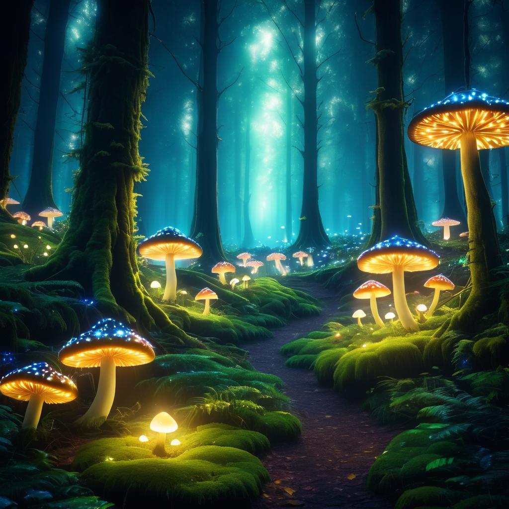 Enchanted Forest with Glowing Mushrooms