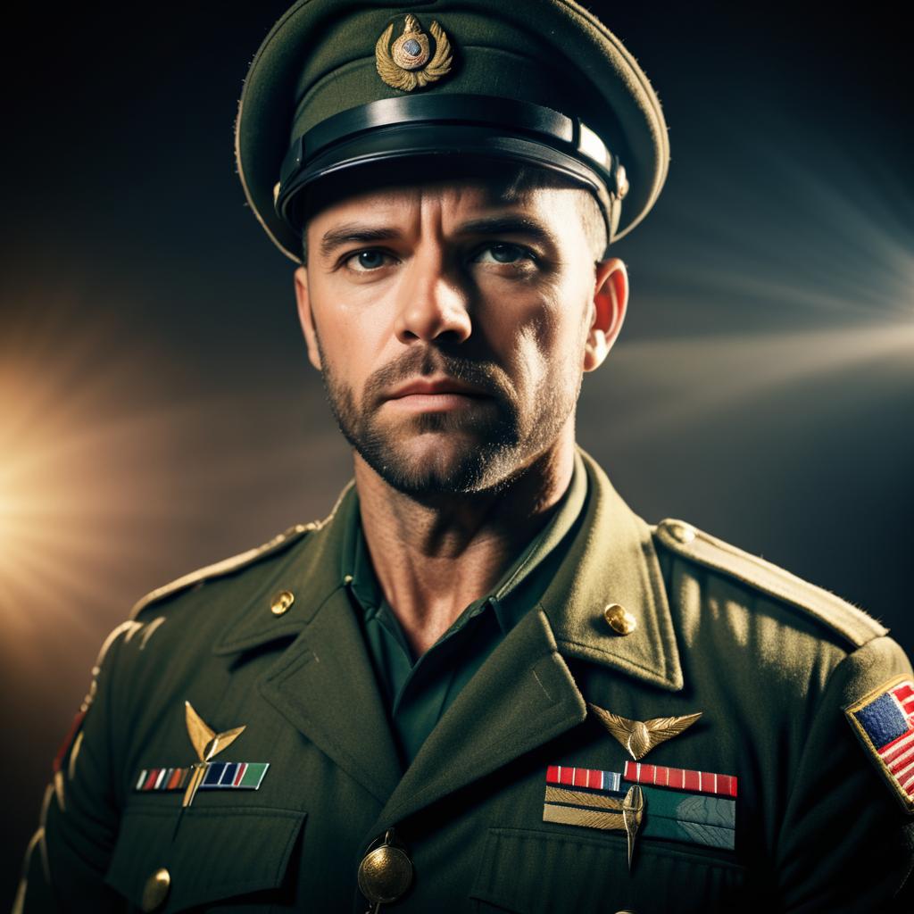 Rugged Military Man Portrait in Depth