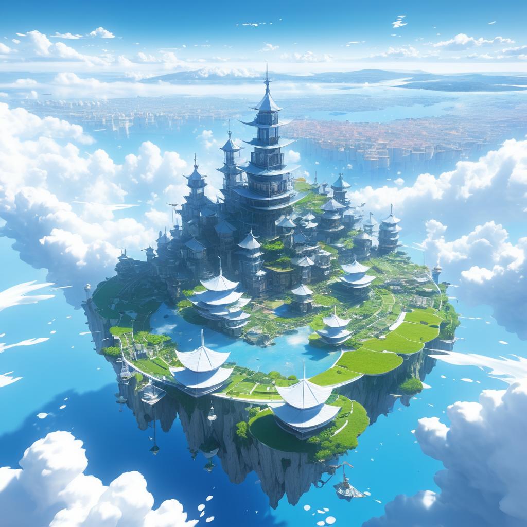 Dreamlike Floating City Over Clouds