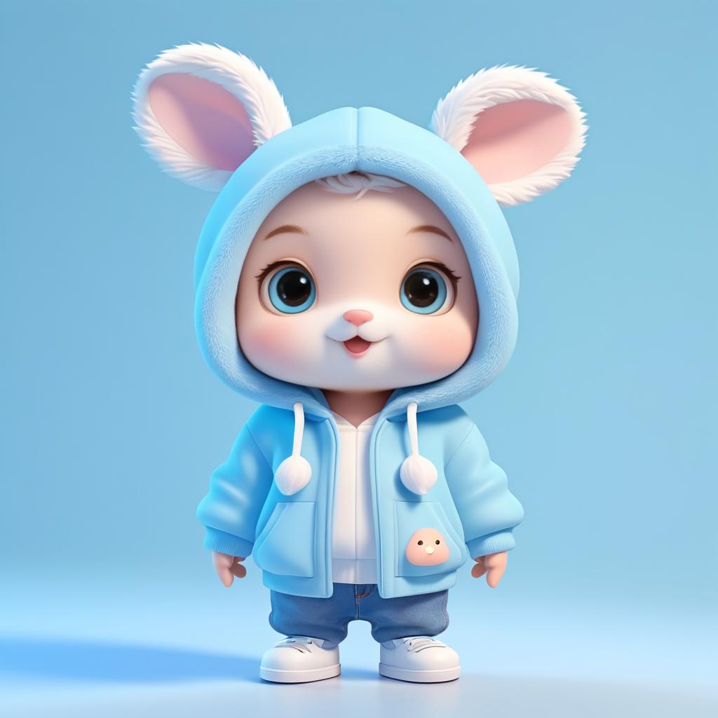 Charming 3D Cartoon Bunny Character