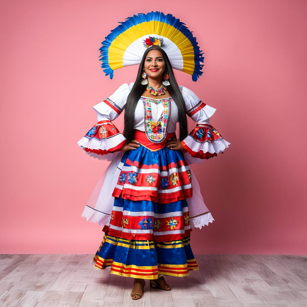 Proud Elder in Traditional Colombian Costume