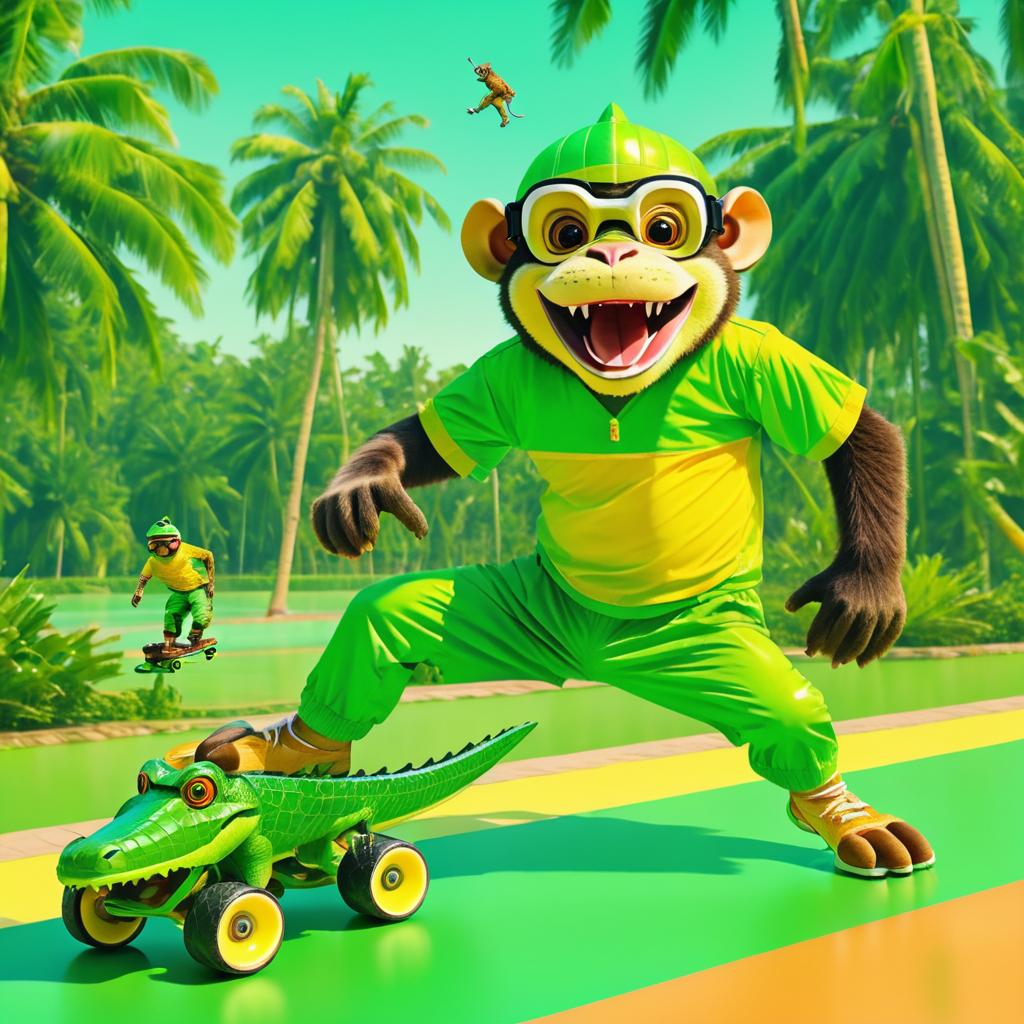 Psychedelic Rollerblading Monkey Adventure