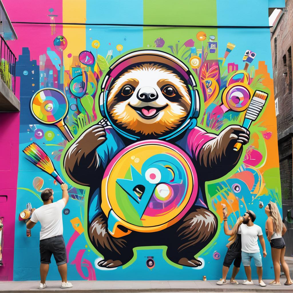 Sloth's Colorful Urban Mural Adventure