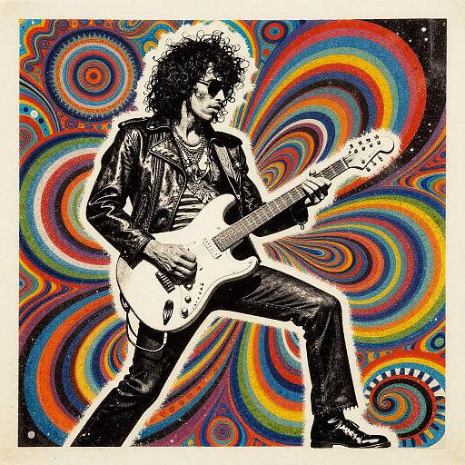 Psychedelic Musician with Electric Guitar