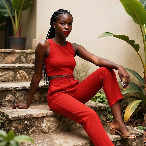 Bold Fashion Portrait in Tropical Garden