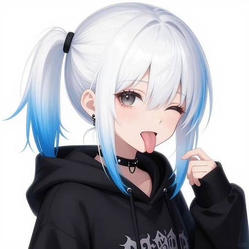 Punk Anime Girl with White Hair