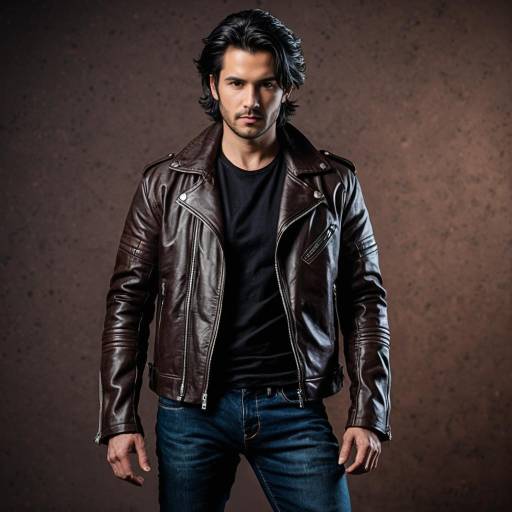Man in Dark Brown Leather Jacket and Jeans