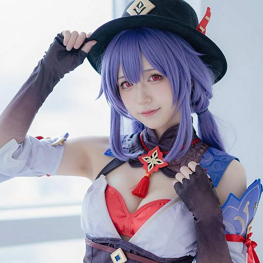 Young Woman in Vibrant Cosplay Pose