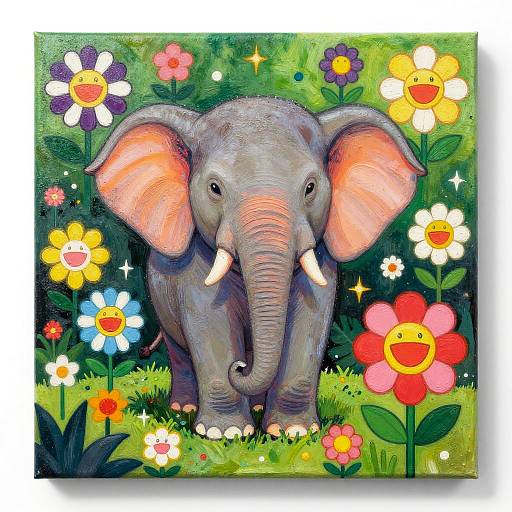 Whimsical Elephant Lowbrow Art