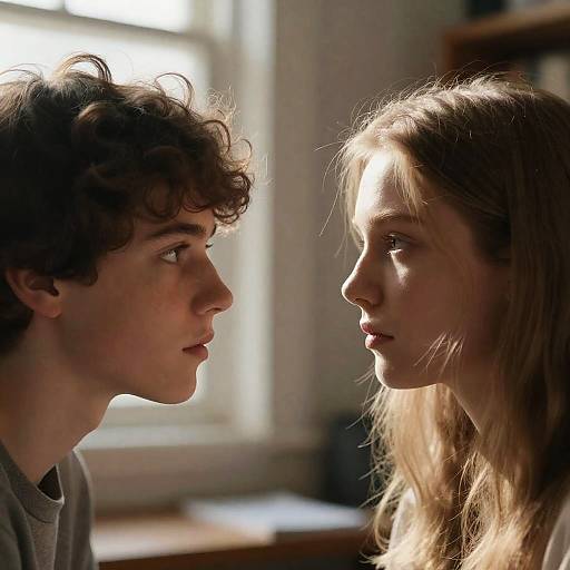 Intense Close-Up of Two Young People