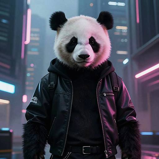 Cyberpunk Panda in Neon City