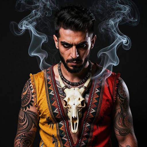 Neotraditional Lebanese Male Tattoo Portrait