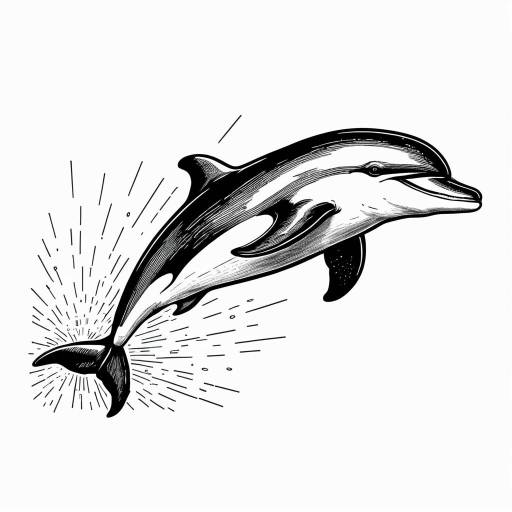 Retro Style Leaping Dolphin Illustration