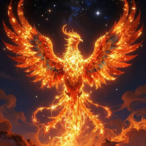 Celestial Phoenix Rising Fantasy Art