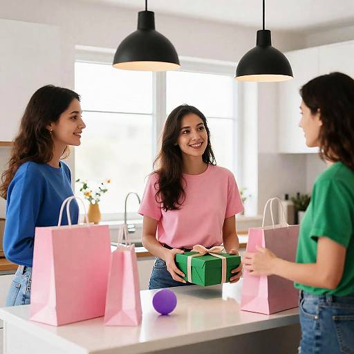 Casual Kitchen Scene with Three Women