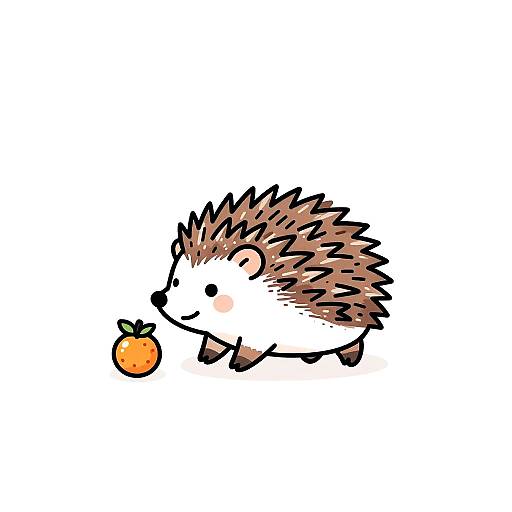 Jolly Baby Hedgehog Line Art