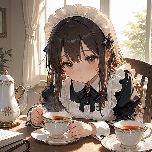 Sunlit Tea Time with a Girl