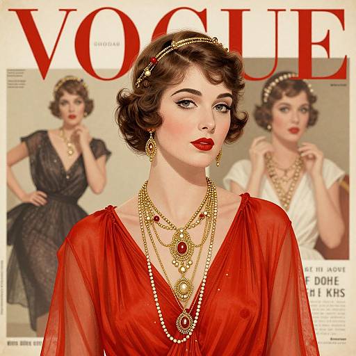 Vintage Vogue-Inspired Elegant Woman