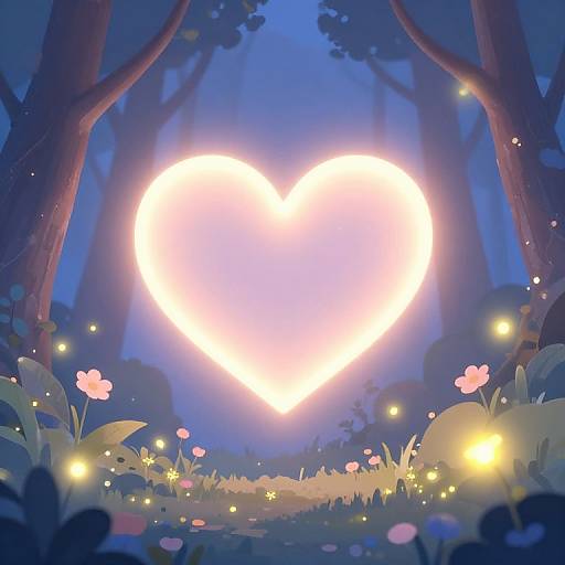 Glowing Heart in Mystical Twilight