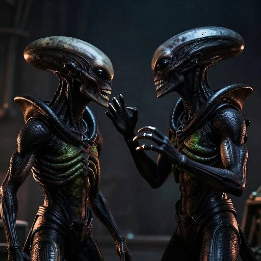 Intense Confrontation of Alien Creatures