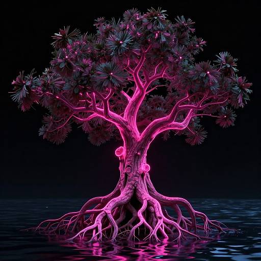 Neon Cyberpunk Surreal Tree