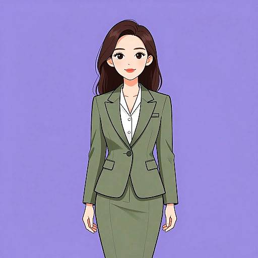 Woman in Olive Green Business Suit