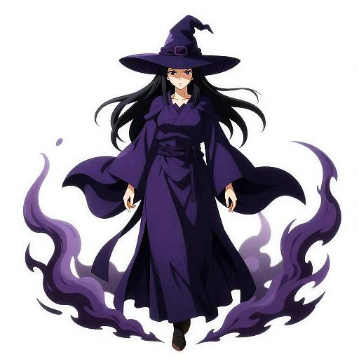 Anime-Style Witch in Purple Robes