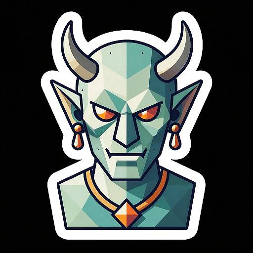 Geometric Mechashot Devil Sticker