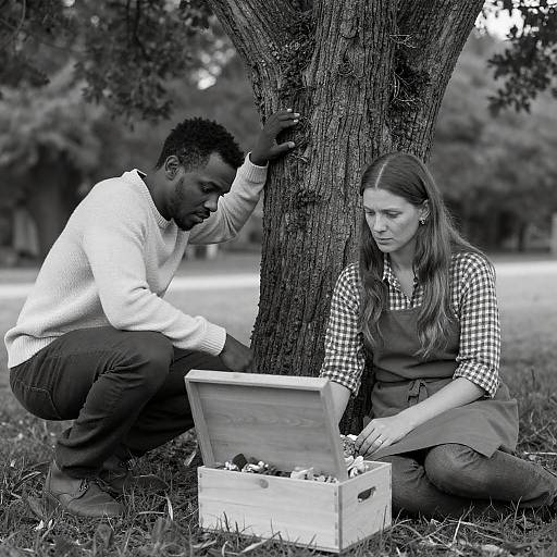 Candid Outdoor Moment by the Tree