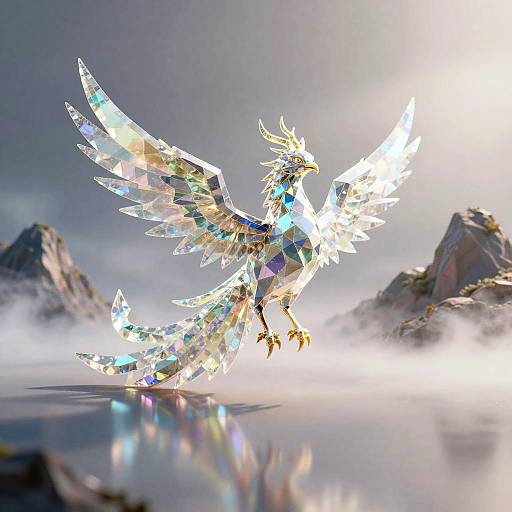 Low-Poly Crystal Phoenix 3D Render