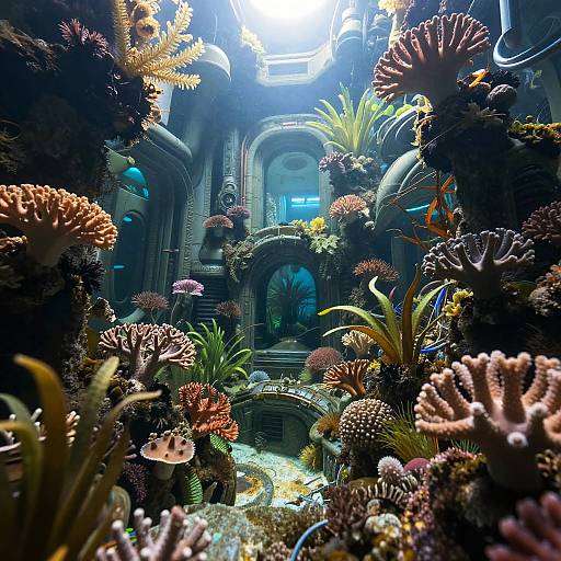 Futuristic Underwater Garden Scene